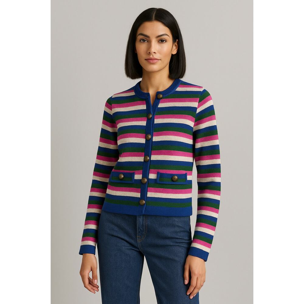 Boden Holly Knitted Jacket Multi Metallic Stripe Size Us 2